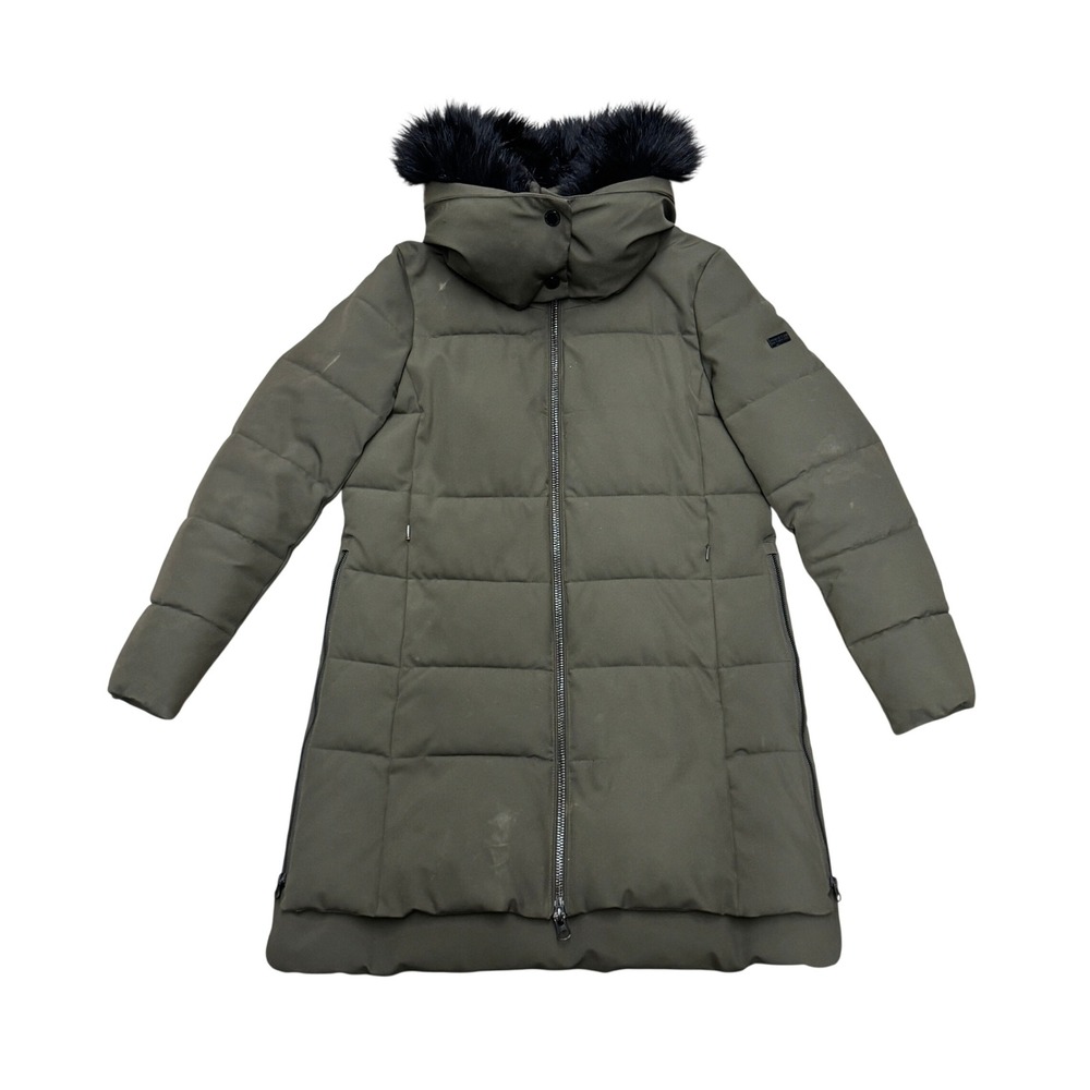 Size Small - Derek Lam 10 Crosby Olive  Faux Fur Trim Collar Puffer Coat